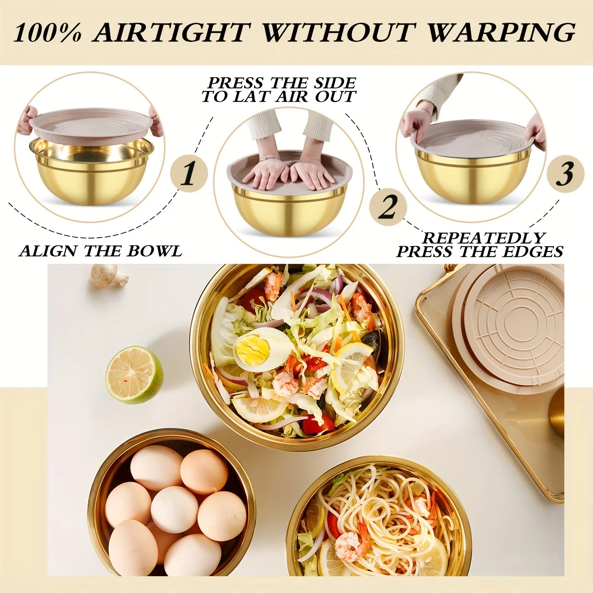 10-Piece Gold Stainless Steel  - Kitchen Baking Bowls recension och pris