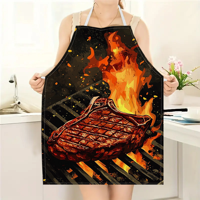 1pc BBQ Steak Apron with Flame - Kitchen Baking Area Ideas recension och pris